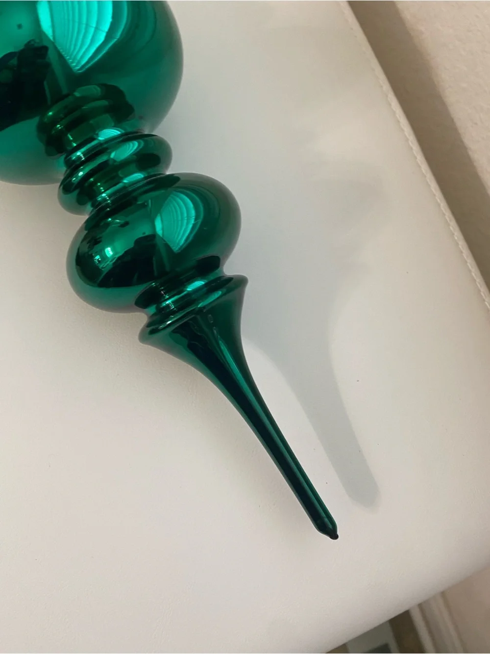 Vintage Dept 56 Mercury Glass Aqua Finial Large Handblown Ornament 9”H In Box